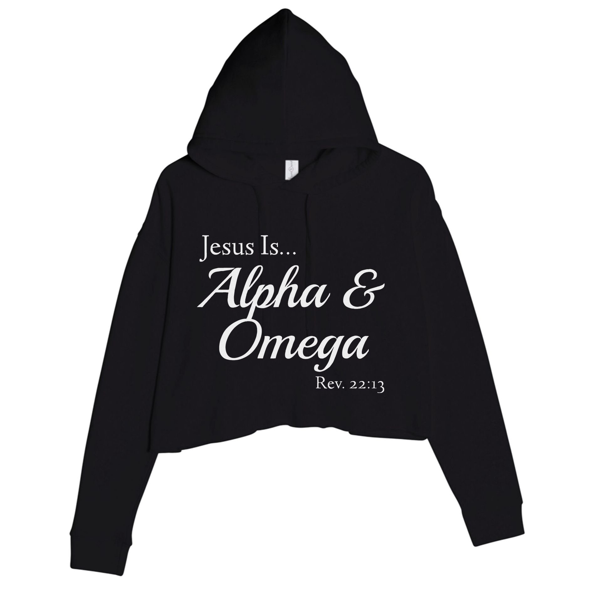Jesus Is Alpha & Omega Revelation 2213 Crop Fleece Hoodie
