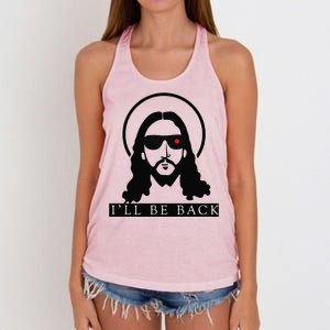 Jesus Ill Be Back Funny Christian Jesus Christ Gift Women's Knotted Racerback Tank