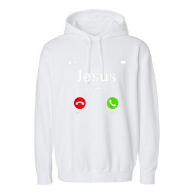 Jesus Is Calling Christian Garment-Dyed Fleece Hoodie