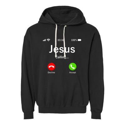 Jesus Is Calling Christian Garment-Dyed Fleece Hoodie