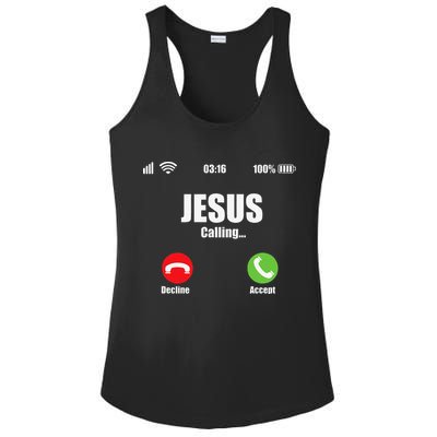 Jesus Is Calling Christian Cross Modern Believe Ladies PosiCharge Competitor Racerback Tank