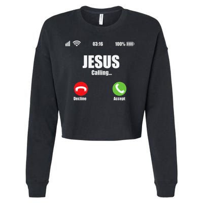 Jesus Is Calling Christian Cross Modern Believe Cropped Pullover Crew