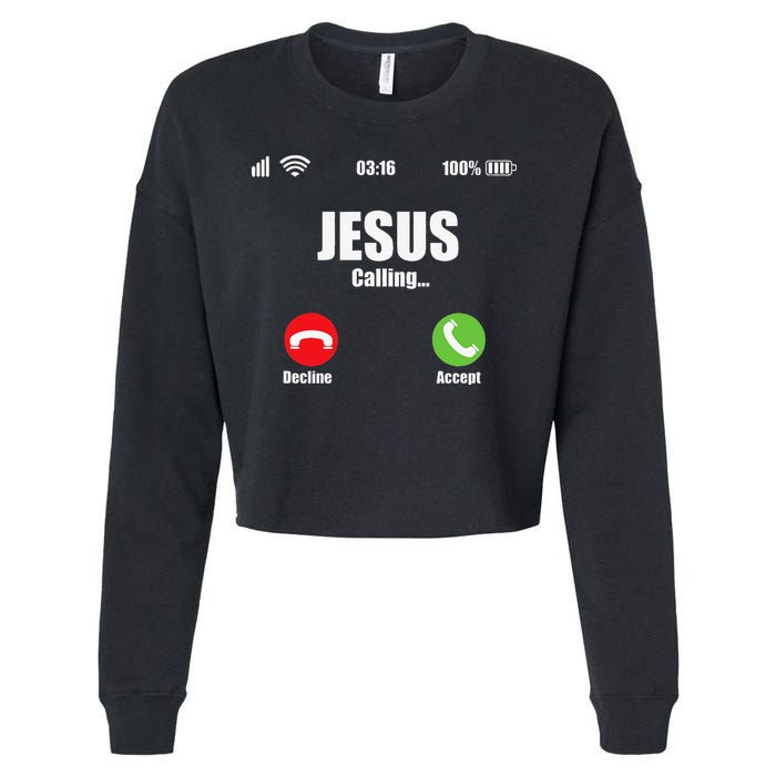 Jesus Is Calling Christian Cross Modern Believe Cropped Pullover Crew