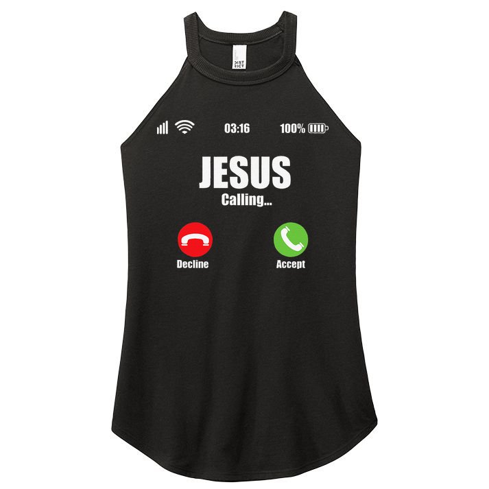 Jesus Is Calling Christian Cross Modern Believe Women's Perfect Tri Rocker Tank