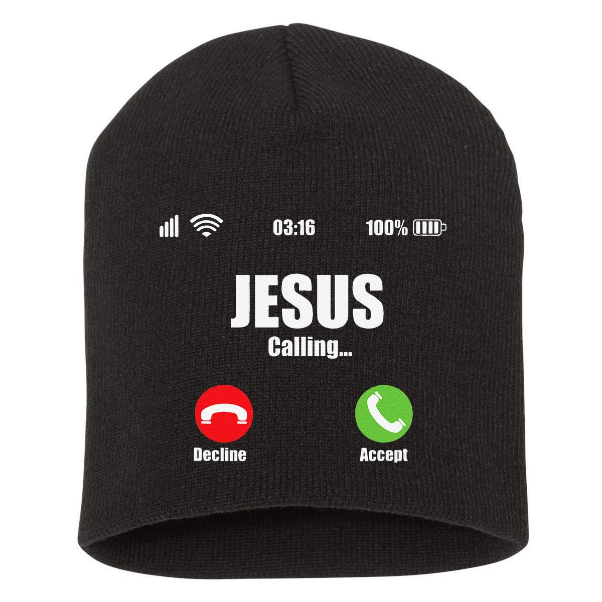 Jesus Is Calling Christian Cross Modern Believe Short Acrylic Beanie