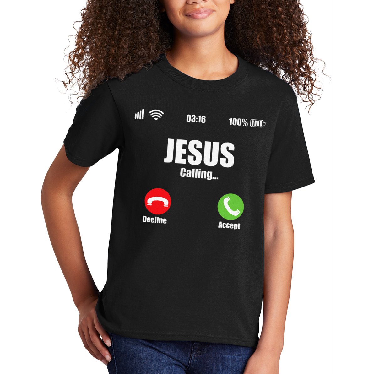 Jesus Is Calling Christian Cross Modern Believe Kids T-Shirt