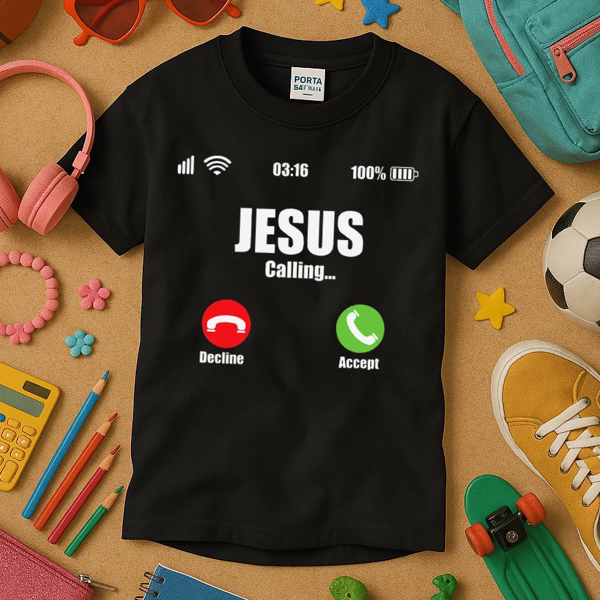 Jesus Is Calling Christian Cross Modern Believe Kids T-Shirt