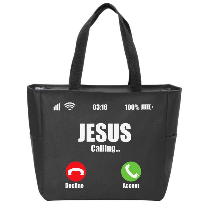 Jesus Is Calling Christian Cross Modern Believe Zip Tote Bag