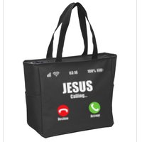 Jesus Is Calling Christian Cross Modern Believe Zip Tote Bag