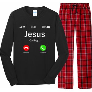 Jesus Is Calling Christian Long Sleeve Pajama Set