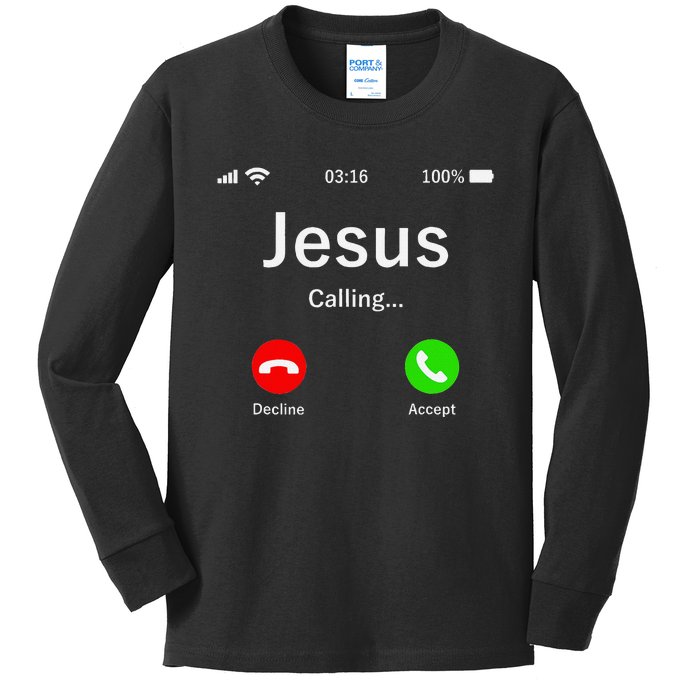 Jesus Is Calling Christian Kids Long Sleeve Shirt