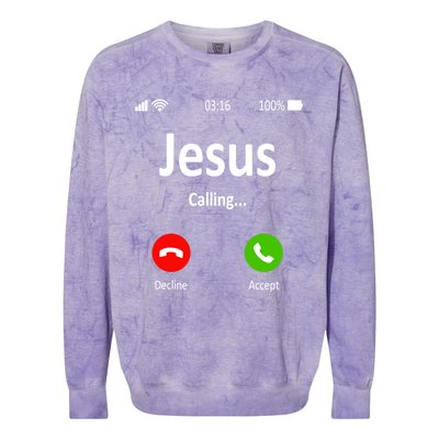 Jesus Is Calling Christian Gift Colorblast Crewneck Sweatshirt