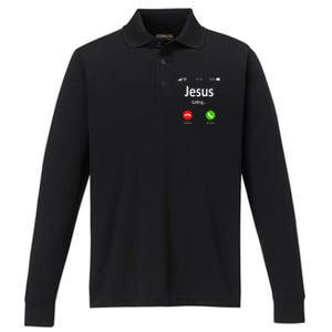 Jesus Is Calling Christian Gift Performance Long Sleeve Polo