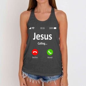 Jesus Is Calling Christian Gift Women's Knotted Racerback Tank