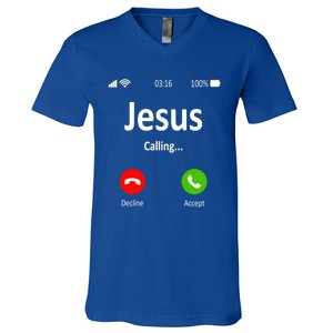 Jesus Is Calling Christian Gift V-Neck T-Shirt