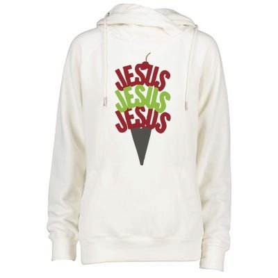 Jesus Ice Cream Womens Funnel Neck Pullover Hood