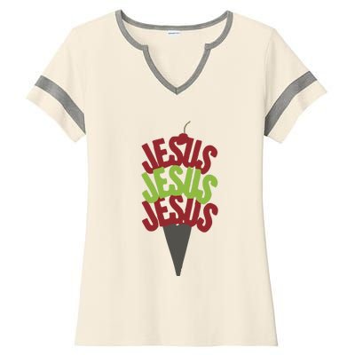 Jesus Ice Cream Ladies Halftime Notch Neck Tee