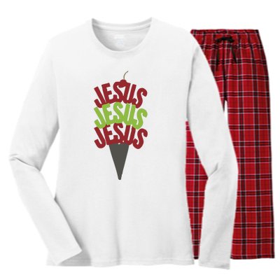 Jesus Ice Cream Women's Long Sleeve Flannel Pajama Set 