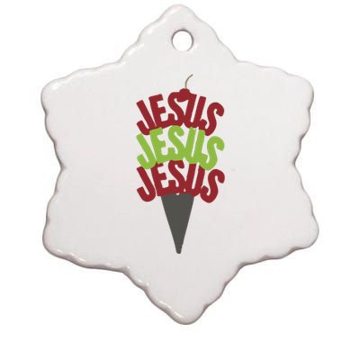 Jesus Ice Cream Ceramic Star Ornament