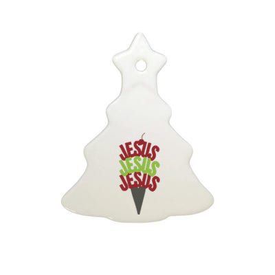 Jesus Ice Cream Ceramic Tree Ornament