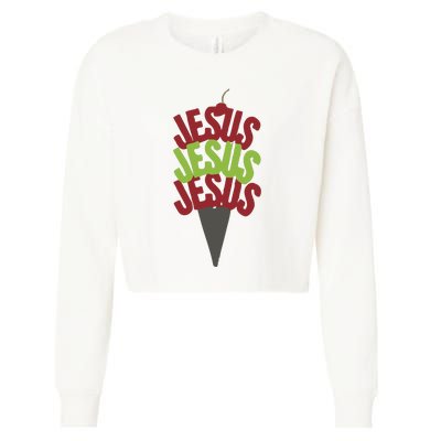 Jesus Ice Cream Cropped Pullover Crew