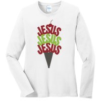 Jesus Ice Cream Ladies Long Sleeve Shirt