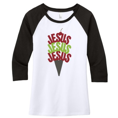 Jesus Ice Cream Women's Tri-Blend 3/4-Sleeve Raglan Shirt