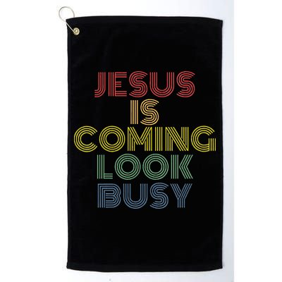 Jesus Is Coming Look Busy Retro 70s Vintage Golf Towel