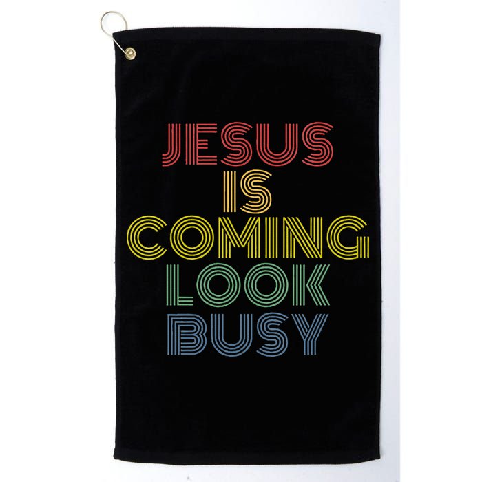 Jesus Is Coming Look Busy Retro 70s Vintage Golf Towel