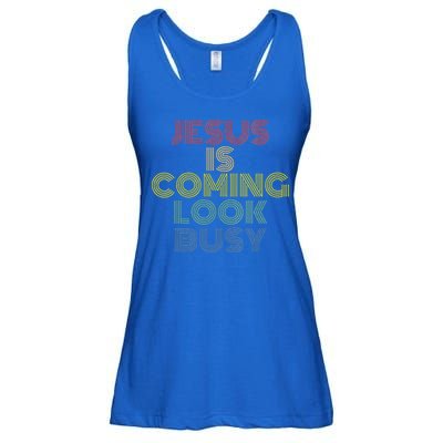 Jesus Is Coming Look Busy Retro 70s Vintage Ladies Essential Flowy Tank