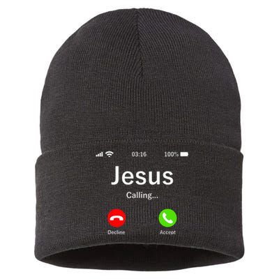 Jesus Is Calling Christian Sustainable Knit Beanie