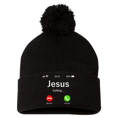 Jesus Is Calling Christian Pom Pom 12in Knit Beanie