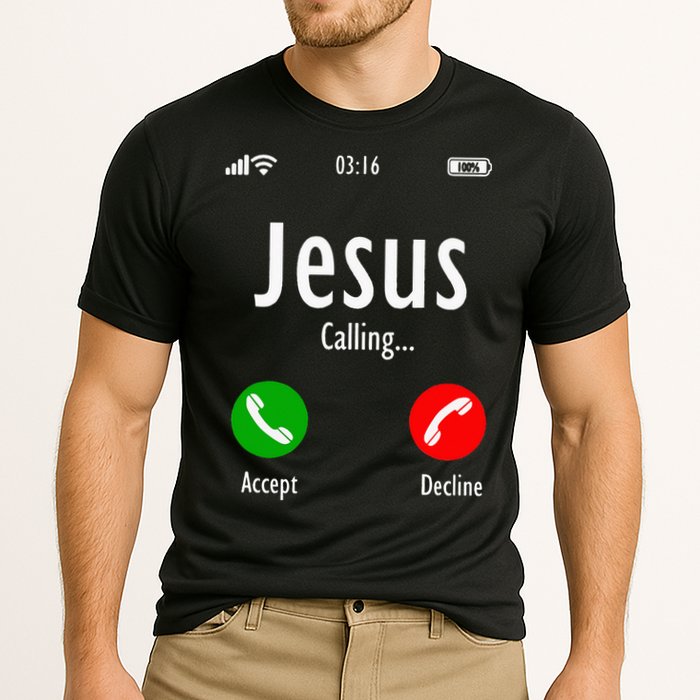 Jesus Is Calling Christian T Cooling Performance Crew T-Shirt