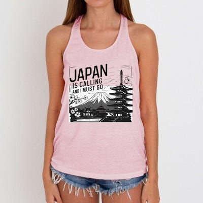 Japan Is Calling And I Must Go Women's Knotted Racerback Tank