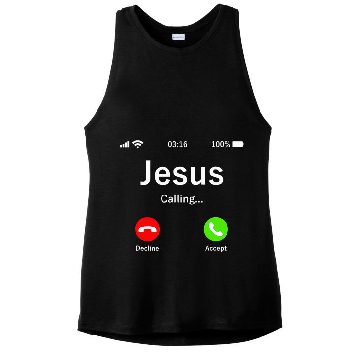 Jesus Is Calling Christian Ladies PosiCharge Tri-Blend Wicking Tank