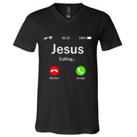 Jesus Is Calling Christian V-Neck T-Shirt