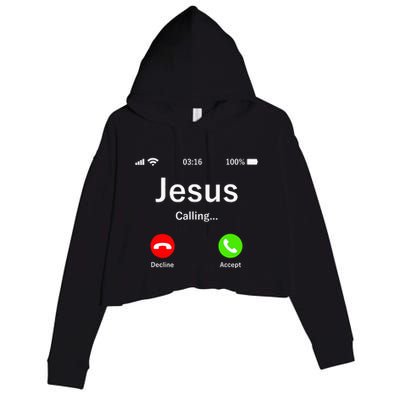 Jesus Is Calling Christian Crop Fleece Hoodie