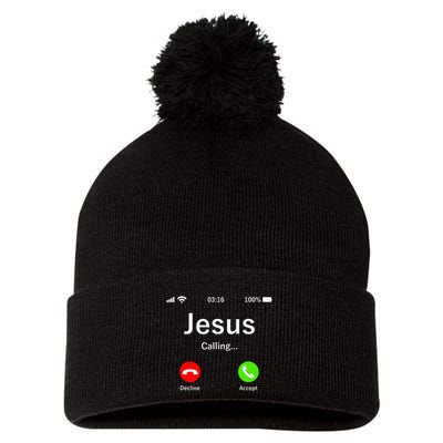 Jesus Is Calling Christian Pom Pom 12in Knit Beanie