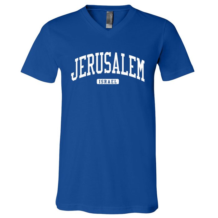 Jerusalem Israel College University Style V-Neck T-Shirt