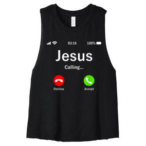 Jesus Is Calling Christian Women's Racerback Cropped Tank