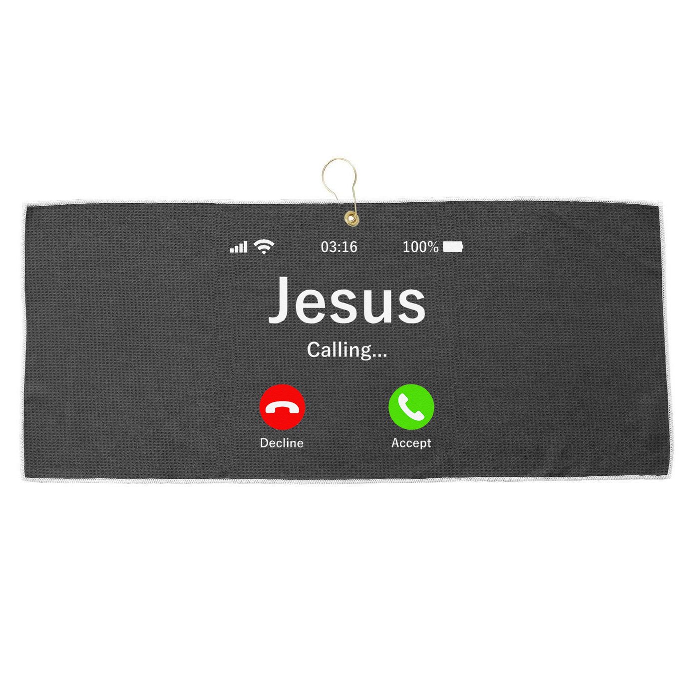 Jesus Is Calling Christian Large Microfiber Waffle Golf Towel