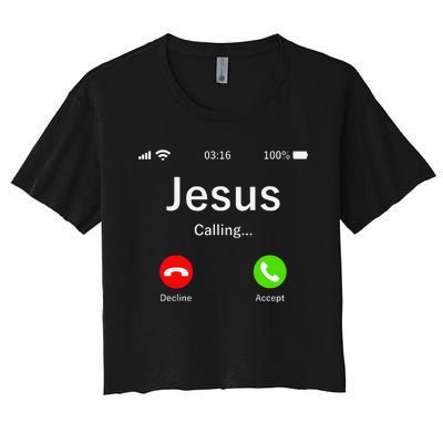 Jesus Is Calling Christian Women's Crop Top Tee