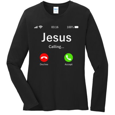 Jesus Is Calling Christian Ladies Long Sleeve Shirt