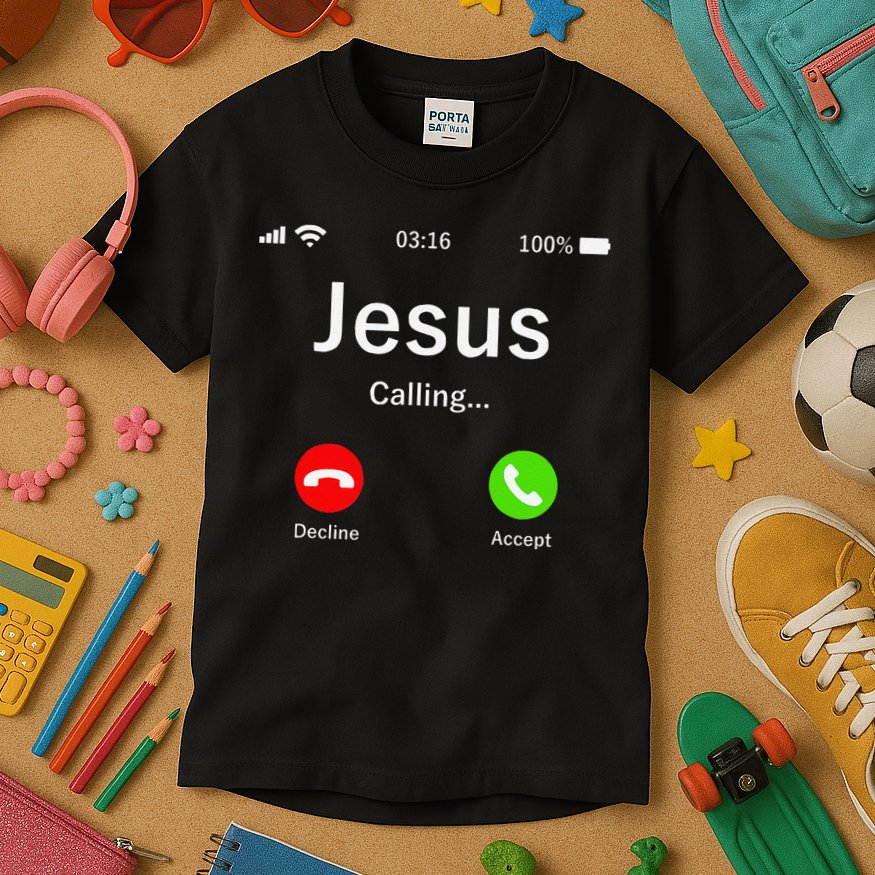 Jesus Is Calling Christian Kids T-Shirt