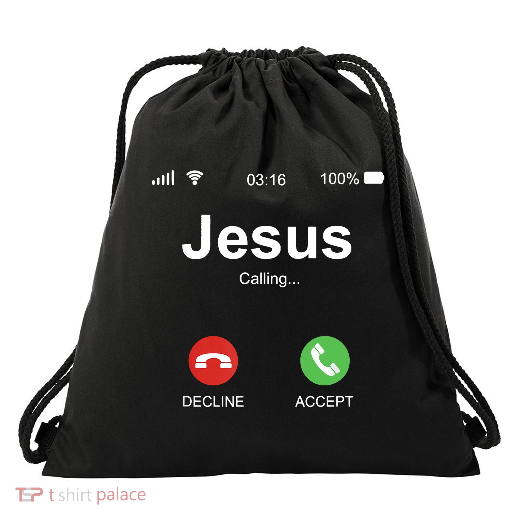 Jesus Is Calling Funny Christian Gifts For Men Women Drawstring Bag