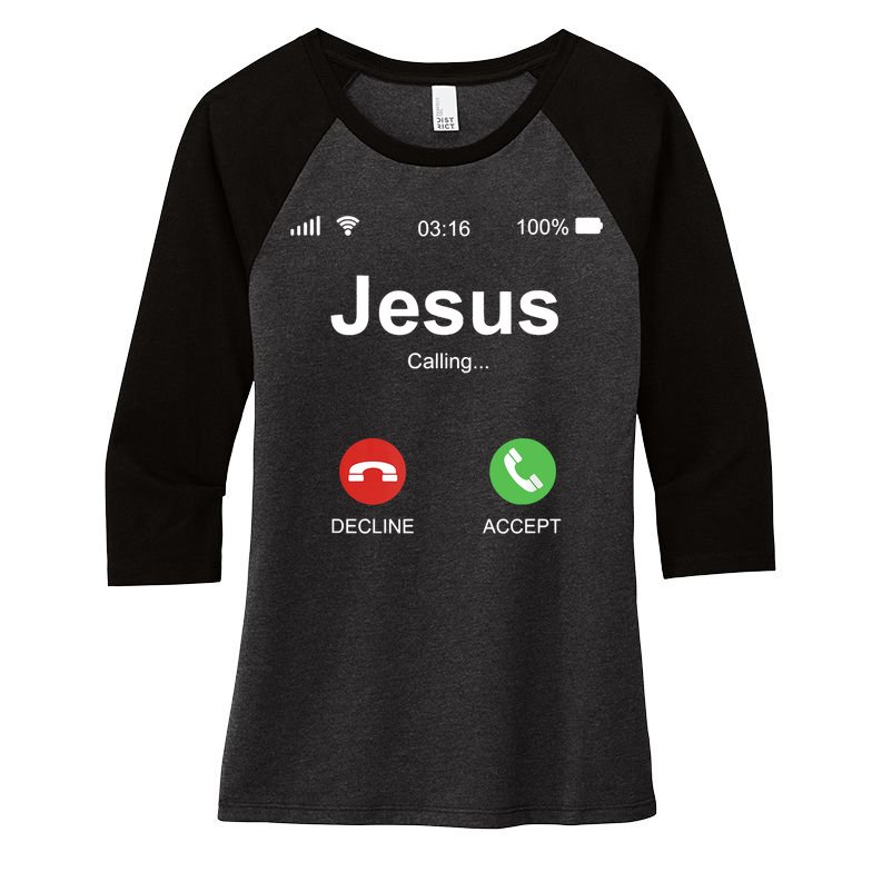 Jesus Is Calling Funny Christian Gifts For Men Women Women's Tri-Blend 3/4-Sleeve Raglan Shirt