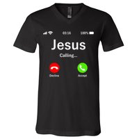 Jesus Is Calling Christian V-Neck T-Shirt