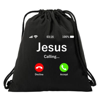 Jesus Is Calling Christian Drawstring Bag