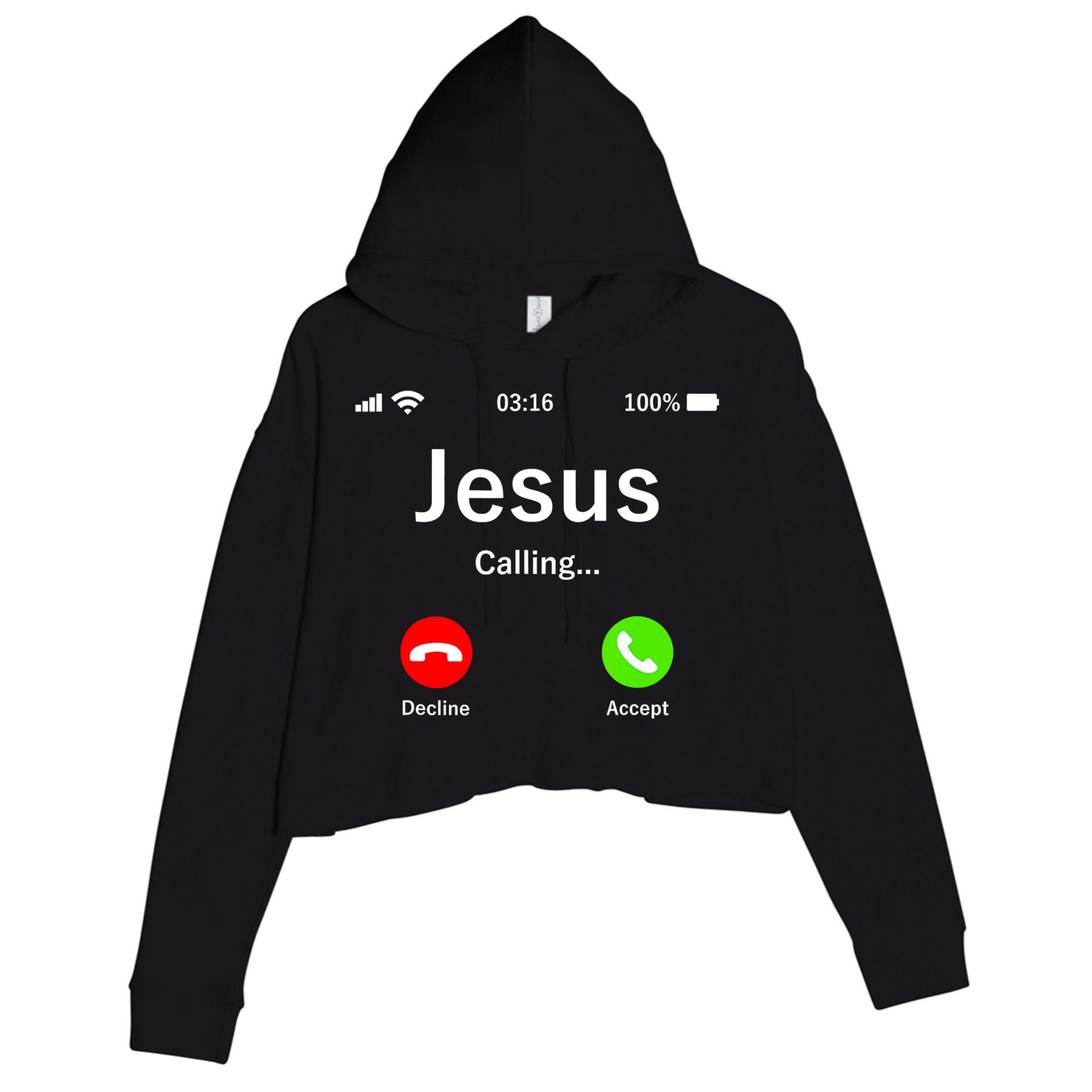 Jesus Is Calling Christian Crop Fleece Hoodie