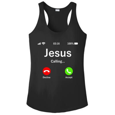 Jesus Is Calling Christian Ladies PosiCharge Competitor Racerback Tank